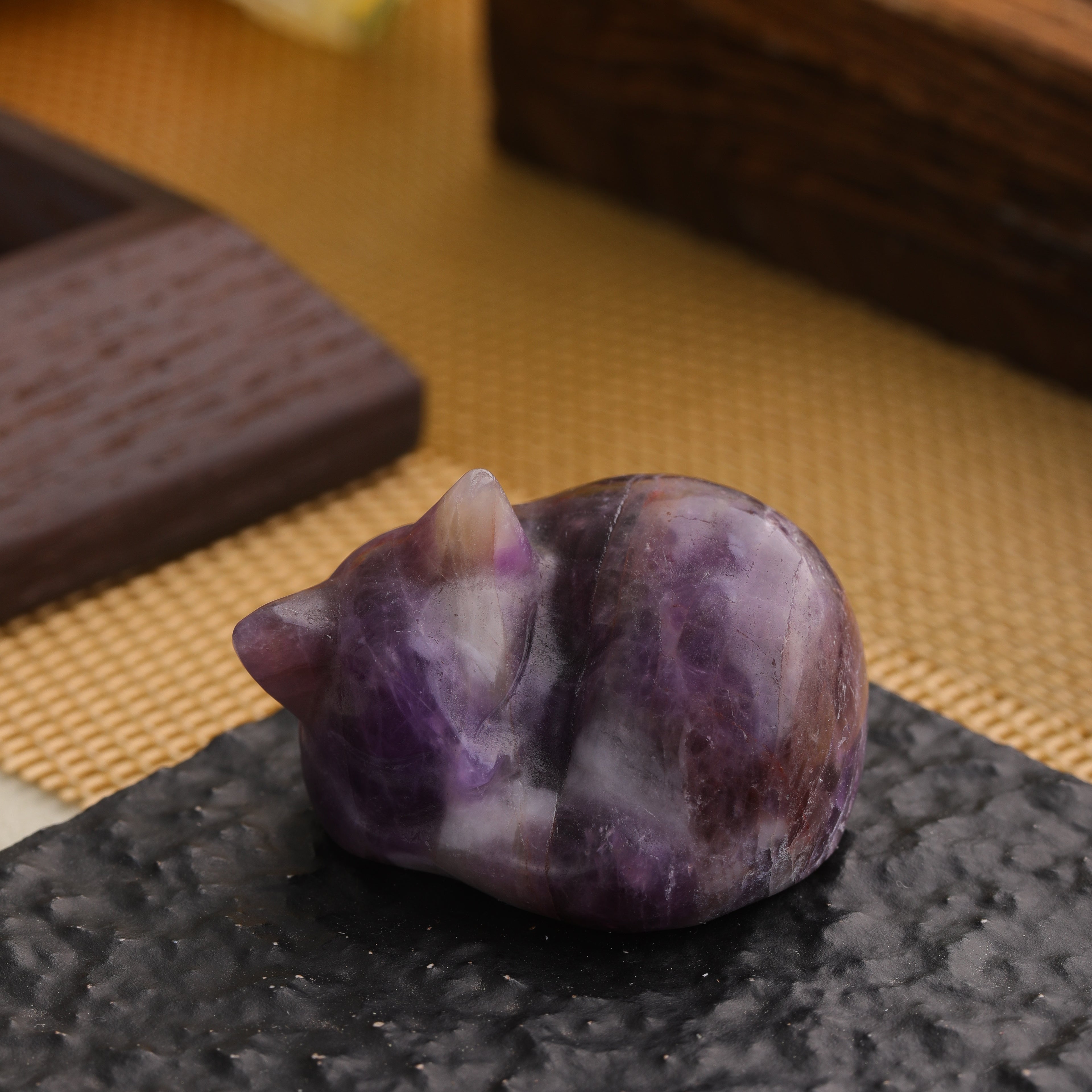 Cat Figurines Natural Stone Statue Healing Crystals Gift Gemstone Sculpture Room Home Desk LuckyDecoration