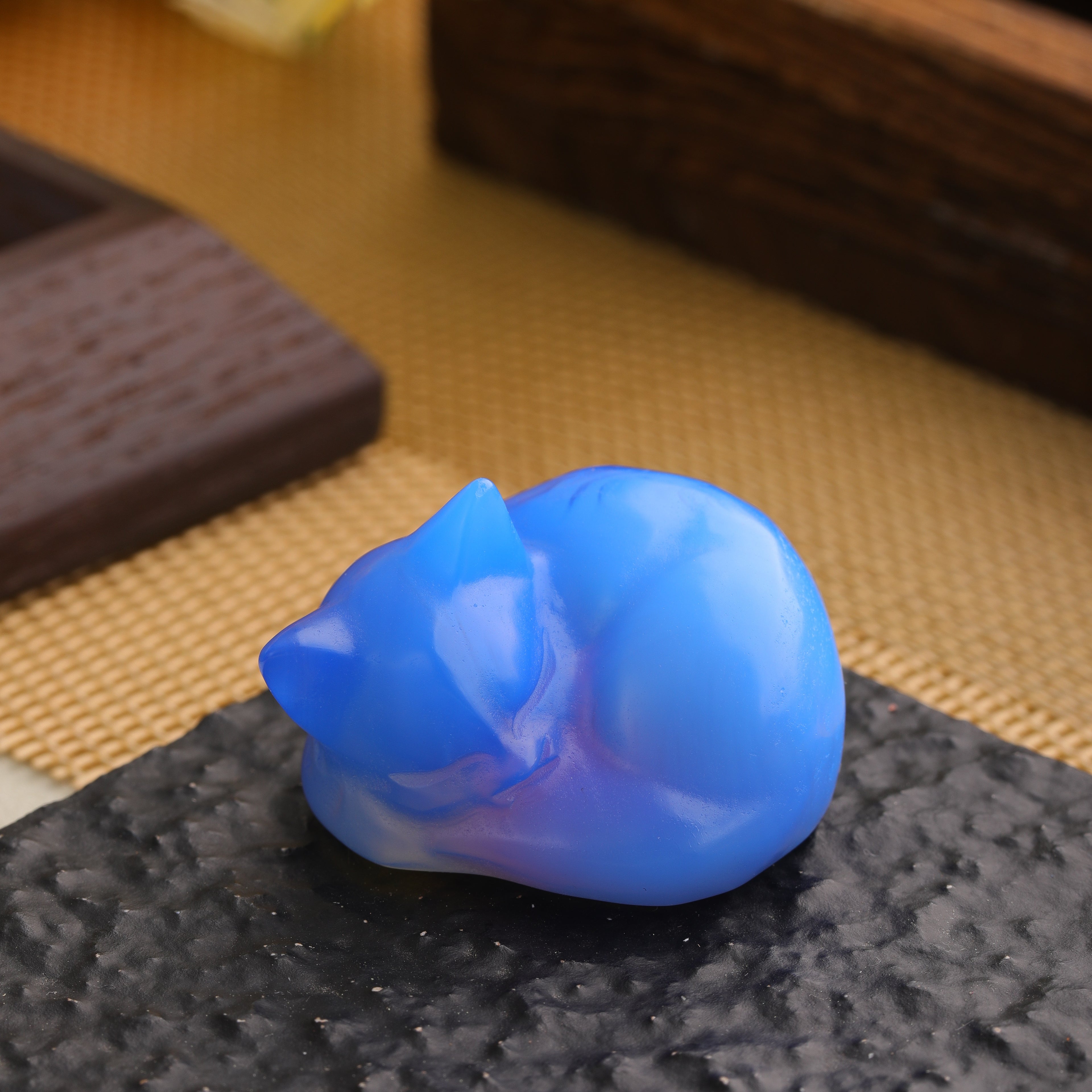 Cat Figurines Natural Stone Statue Healing Crystals Gift Gemstone Sculpture Room Home Desk LuckyDecoration
